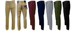 12 Wholesale Mens Stretch Twill Pants Cotton In Olive Pack B