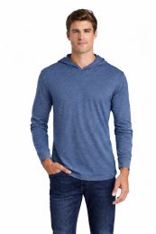 12 Pieces Mens Unisex Triblend Hooded Long Sleeve Pullover T-Shirt Size 2X-Large Indigo - Solid T-Shirts