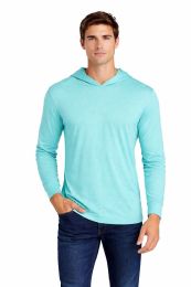 12 Pieces Mens Unisex Triblend Hooded Long Sleeve Pullover T-Shirt Size 2X-Large Tahiti Blue - Solid T-Shirts