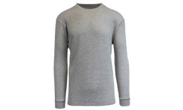 24 Pieces Mens Waffle Crew Neck Solid Heather Gray Size Xxl - Mens Thermals