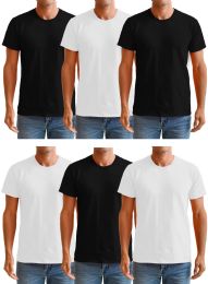 6 Pieces Mens White And Black Cotton Crew Neck T Shirts Size 2xlarge - Men's Work Shirts