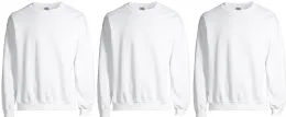 3 Pieces Mens White Cotton Blend Fleece Sweat Shirts Size L Pack Of 3 - Mens Sweat Shirt