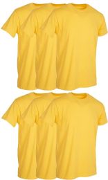 6 Wholesale Mens Yellow Cotton Crew Neck T Shirt Size Medium