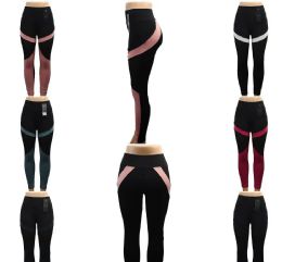 24 Pieces Womens Two Tone Color High Waist Leggings Size S / M - Womens Leggings
