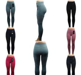 24 Wholesale Womens Solid Color High Waist Leggings Size L / xl
