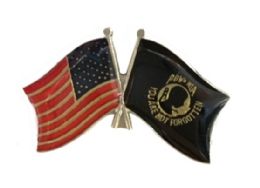 96 Wholesale Metal Hat Pin; Us, PoW-Mia Flags