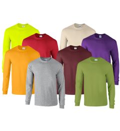 72 Pieces Mill Graded Gildan Adult Irregular Long Sleeves T-Shirt Assorted Colors Size M - Mens T-Shirts