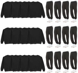 Mix And Match Mens Fleece Assorted Jogger Pants And Black Crew Neck Sweatshirts Size 4xlarge