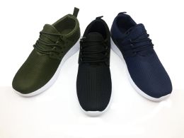 12 Wholesale Modern Mens Breathable Sneakers With Laces In Blue
