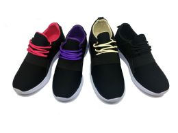 12 Wholesale Modern Two Tone Women's Sneakers In Black And Purple