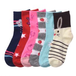 216 Pairs Mopas Girl's Computer Crew Socks 6-8 - Girls Crew Socks