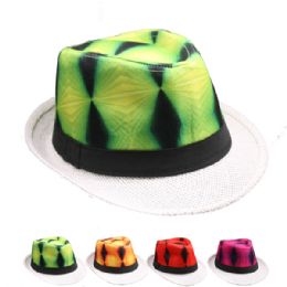 96 Wholesale Neon Dye Fedora Hat