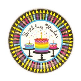 144 Pieces Nine Inch Eight Count Birthday Paper Plate - Party Paper Goods