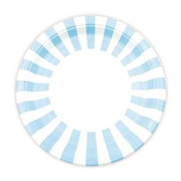 96 Pieces Nine Inch Eight Count Paper Plate Baby Blue Stripe - Party Paper Goods