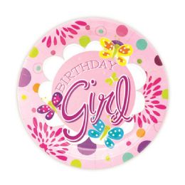 96 Wholesale Nine Inch Eight Count Paper Plate Birthday Girl Design