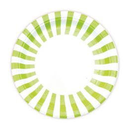 96 Wholesale Nine Inch Eight Count Paper Plate Lime Stripe
