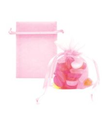 144 Pieces Organza Pouches Baby Pink - Party Favors
