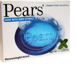 48 Pieces of Pears Blue Bar Soap 4.4oz (125 Gr) - Germ Shield With Mint Extract