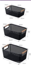 24 Pieces Plastic Multipurpose Storage Bin W/wooden Handles Asst Color Small - Organizer