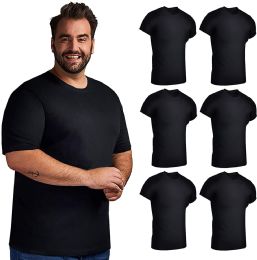 6 Wholesale Plus Size Mens Lightweight Cotton Crew Neck Short Sleeve T-Shirts Black, 6xl