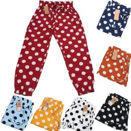 24 Pieces Polka Dot Pattern Jogger Cuff Rayon Pants Size M - Womens Active Wear