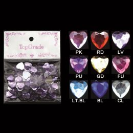 144 Wholesale Rhinestone Heart Sticker In Purple