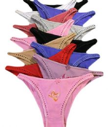 36 Wholesale Rose Ladys Cotton Bikini Assorted Colors Size Medium