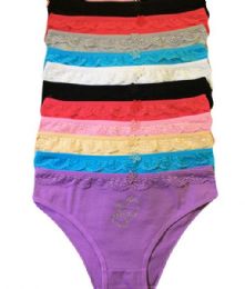 36 Wholesale Rose Ladys Cotton Bikini Assorted Colors Size Medium