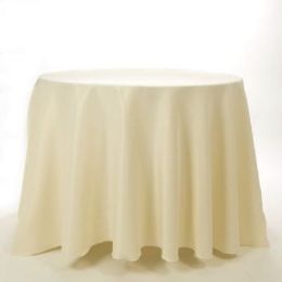 12 Pieces Round Tablecloths Ivory 90 Inch - Table Cloth