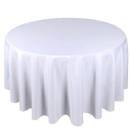 12 Pieces Round Tablecloths White Bleached White Spun 120 Inch - Table Cloth