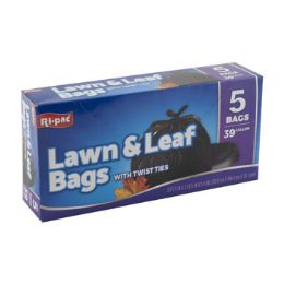 24 Wholesale Trash Bags 5ct - 39 Gallon Black Lawn And Leaf