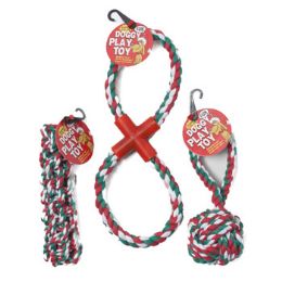 48 Wholesale Dog Toy Christmas Rope Chews3 Assorted In Pdq