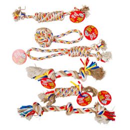 72 Wholesale Dog Toy Rope Chews 6 Assorted Styles/multI-Color In Pdq Hang Tag #c15069