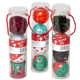 60 Wholesale Cat Toy Christmas With Bells 4pc Pvc Tube In Pdq #ct10064