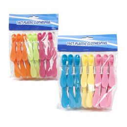 48 Cases Clothespins Plastic 16ct 2asst MultI-Color Combos Cleaning Pbh - Clothes Pins