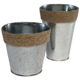 18 Wholesale Vase Iron W/rope Trim 2ast Size