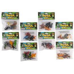 48 Wholesale Animal World 6pk/8ast Dino/farm/ocean /wild On 12pc Mdsgstp/pbslv