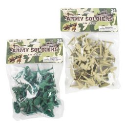 48 Wholesale Army Soldiers 24pc 2inh Plastic