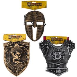 36 Cases Knight Play Costume Copper/silver 6ast Mask/shield/chest Plate Headercard - Costumes & Accessories
