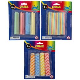 24 Wholesale Chalk Novelty Sidwalk 4pc 3asst Triangle/rainbow Stack/chevronblister Card