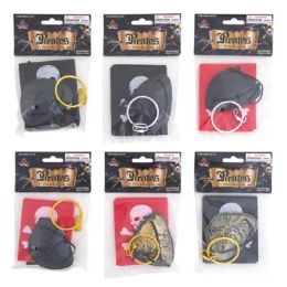 48 Wholesale Pirate Patch Set 3pc 6asst W/2ast Nonwoven Scarf/earring/patch On 12pc Mdsg Strip/pbh