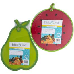18 Bulk Cutting Board Fruit Shape 2ast12in Plastic Pear/watermelon Shrink W/insert
