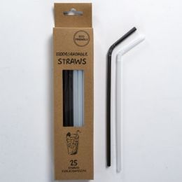 48 Wholesale Straws Pla Biodegradable 25ct