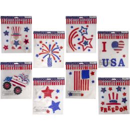 72 Wholesale Gel Stickers Patriotic 6asst 7.87x7.87 Patriotic Polyag/hdr