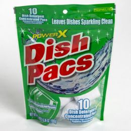 12 Wholesale Dishwasher Detergent 10ct Auto Dish Packs Power X Peggable Resealable Bag