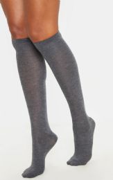 48 Wholesale Yacht & Smith Womens Gray Knee High Socks, Boot Socks 90% Cotton, Size 9-11
