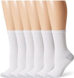 96 Wholesale Fruit Of The Loom Crew Sock For Woman Shoe Size 4-10 White