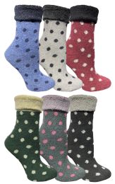 48 Wholesale Yacht & Smith Womens Thick Soft Knit Wool Warm Winter Crew Socks, Patterned Lambswool, Polka Dot