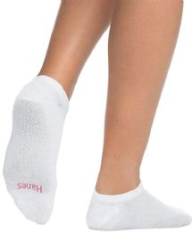 60 Bulk Hanes Woman White Footie, No Show Ankle Socks