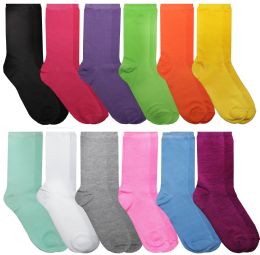 72 Pairs Yacht & Smith Womens Neon And Pastel Color Crew Socks Size 9-11 - Womens Crew Sock
